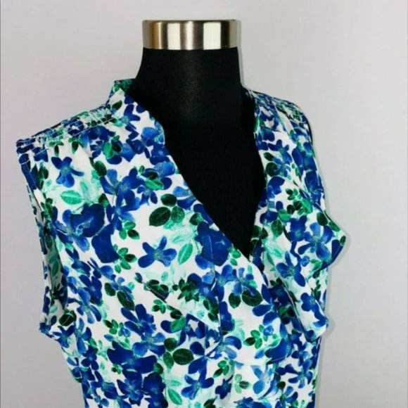TRDUP- Ann Taylor Womens Medium Floral Print Ruffle Neckline Sleeveless - Picture 3 of 9
